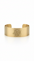 Muted gold cuff bracelet with initial monogram
