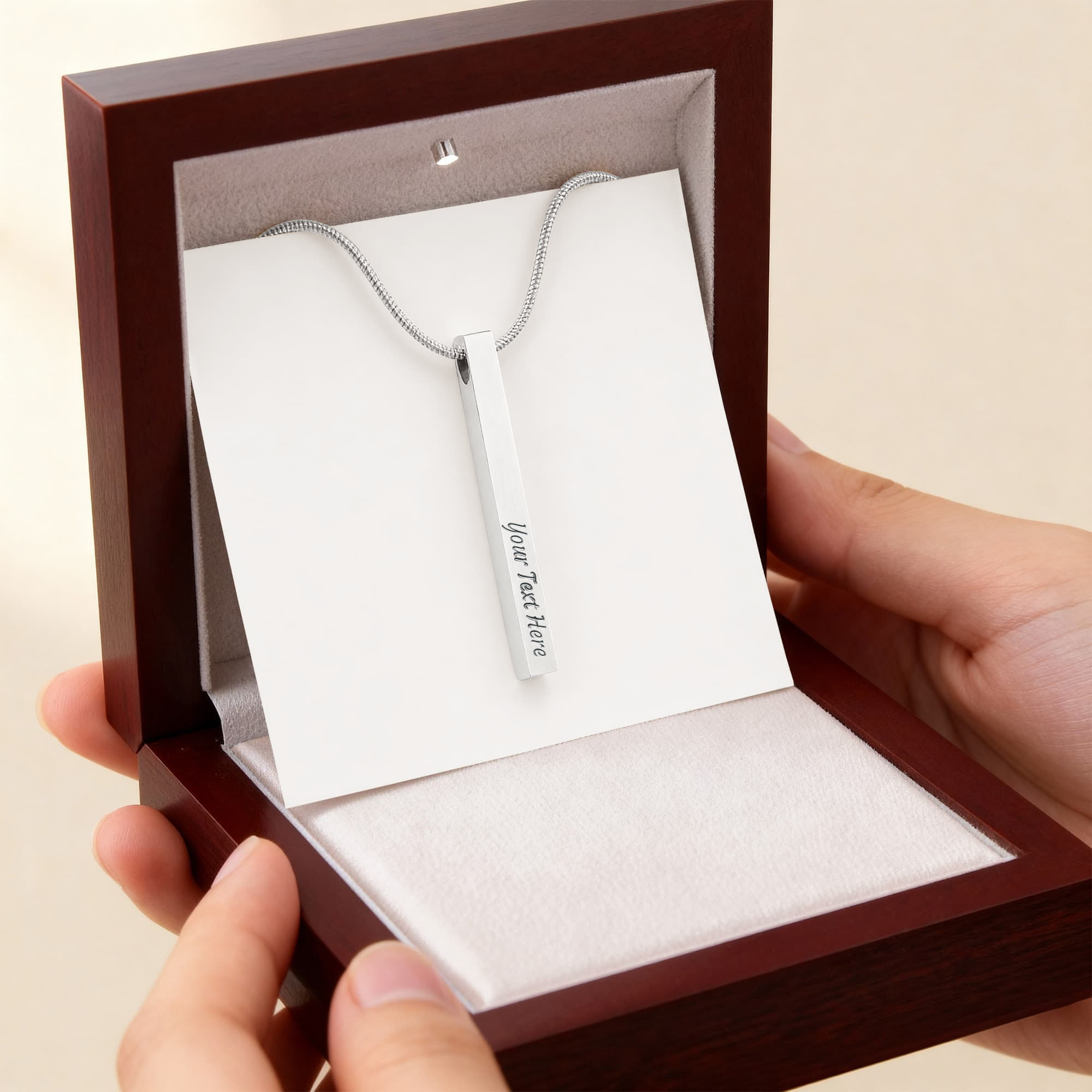 Four Sides of Love — Personalized Engraved Bar Necklace for Her