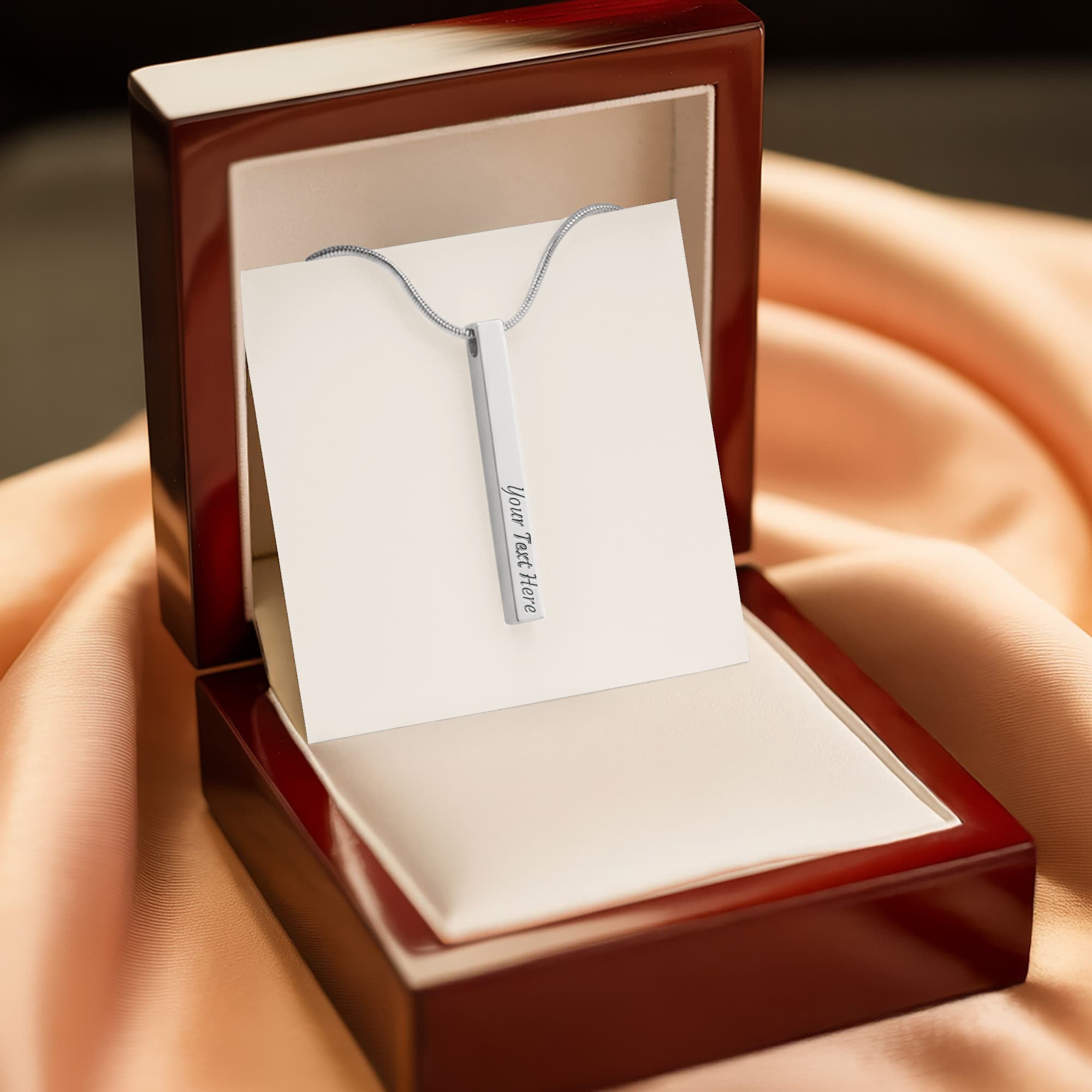 Four Sides of Love — Personalized Engraved Bar Necklace for Her