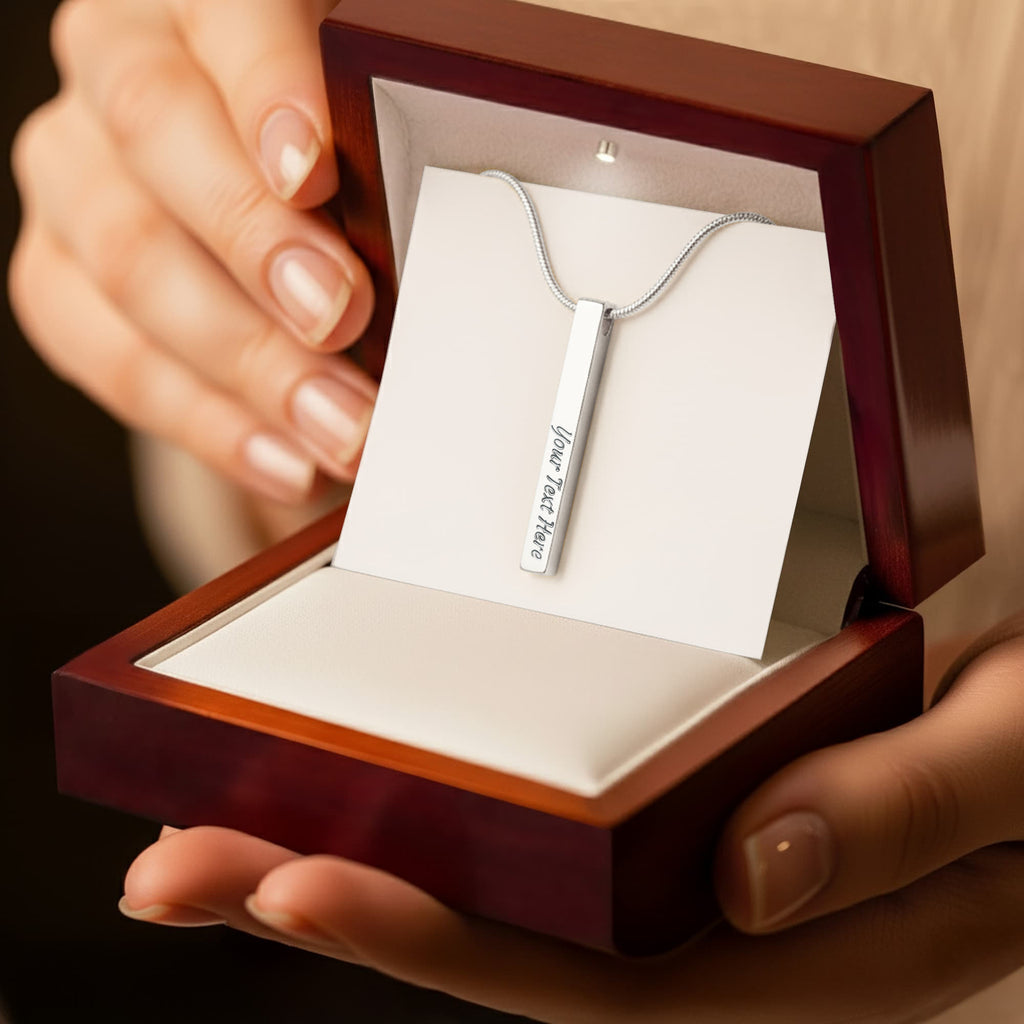 Four Sides of Love — Personalized Engraved Bar Necklace for Her