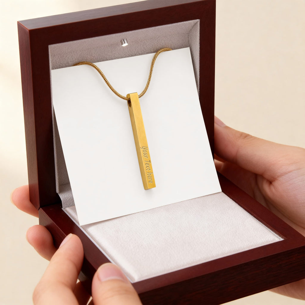 Four Sides of Love — Personalized Engraved Bar Necklace for Her