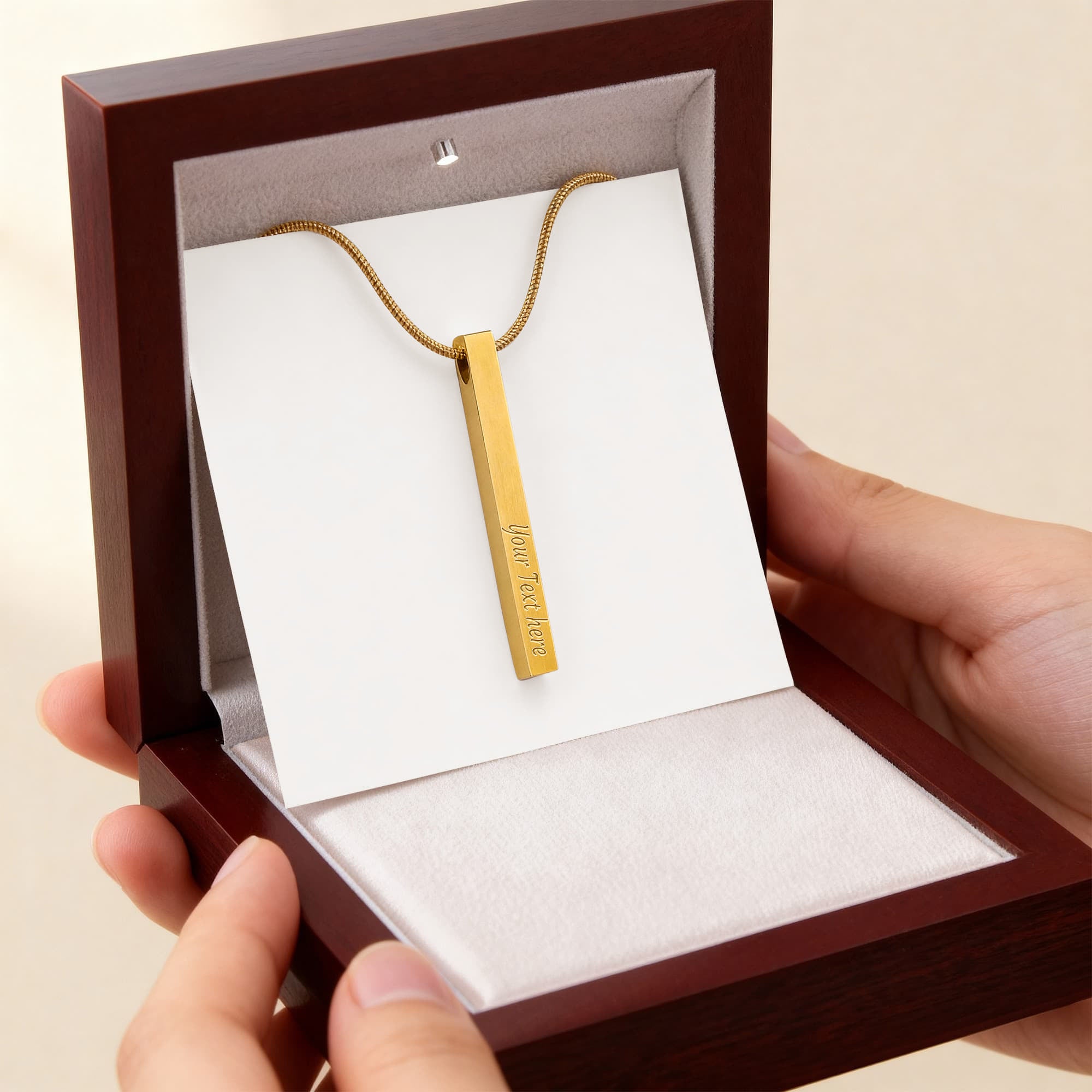 Four Sides of Love — Personalized Engraved Bar Necklace for Her