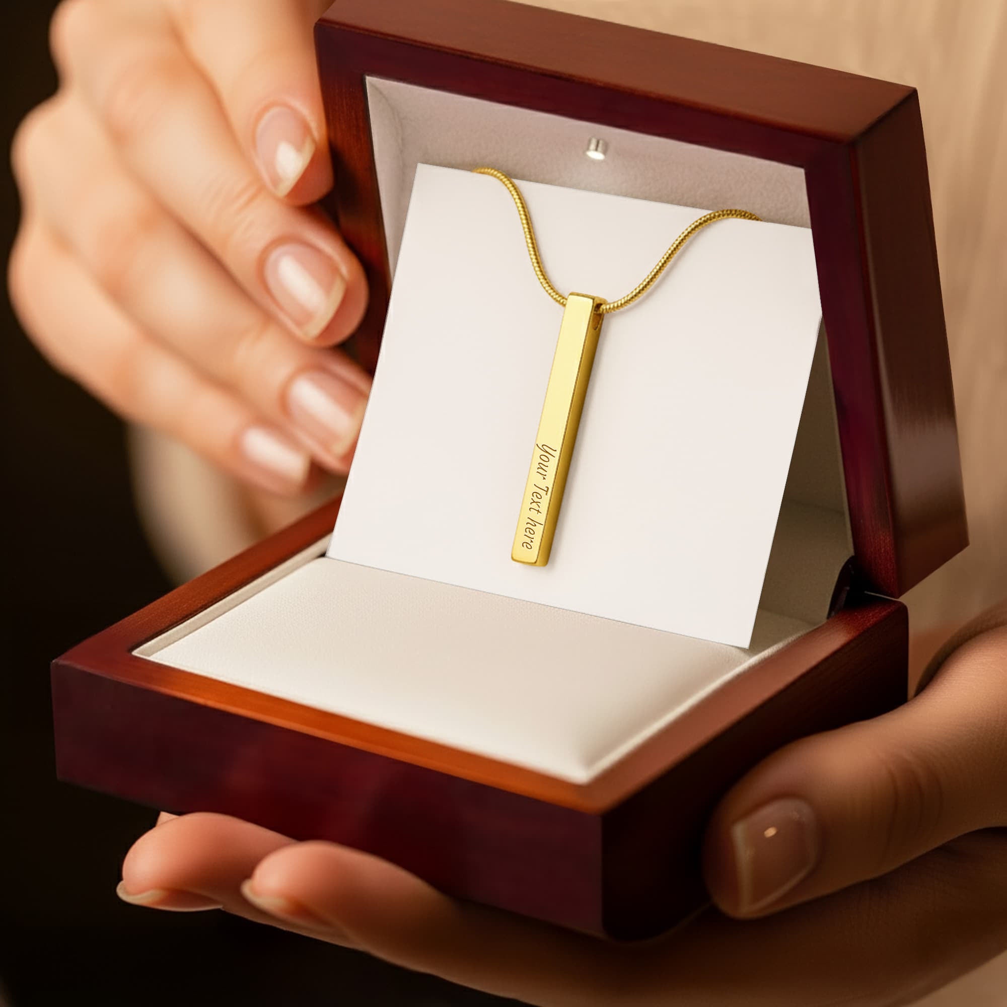 Four Sides of Love — Personalized Engraved Bar Necklace for Her