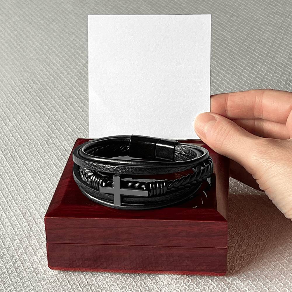 Strength & Faith — Men's Cross Bracelet Gift for Him