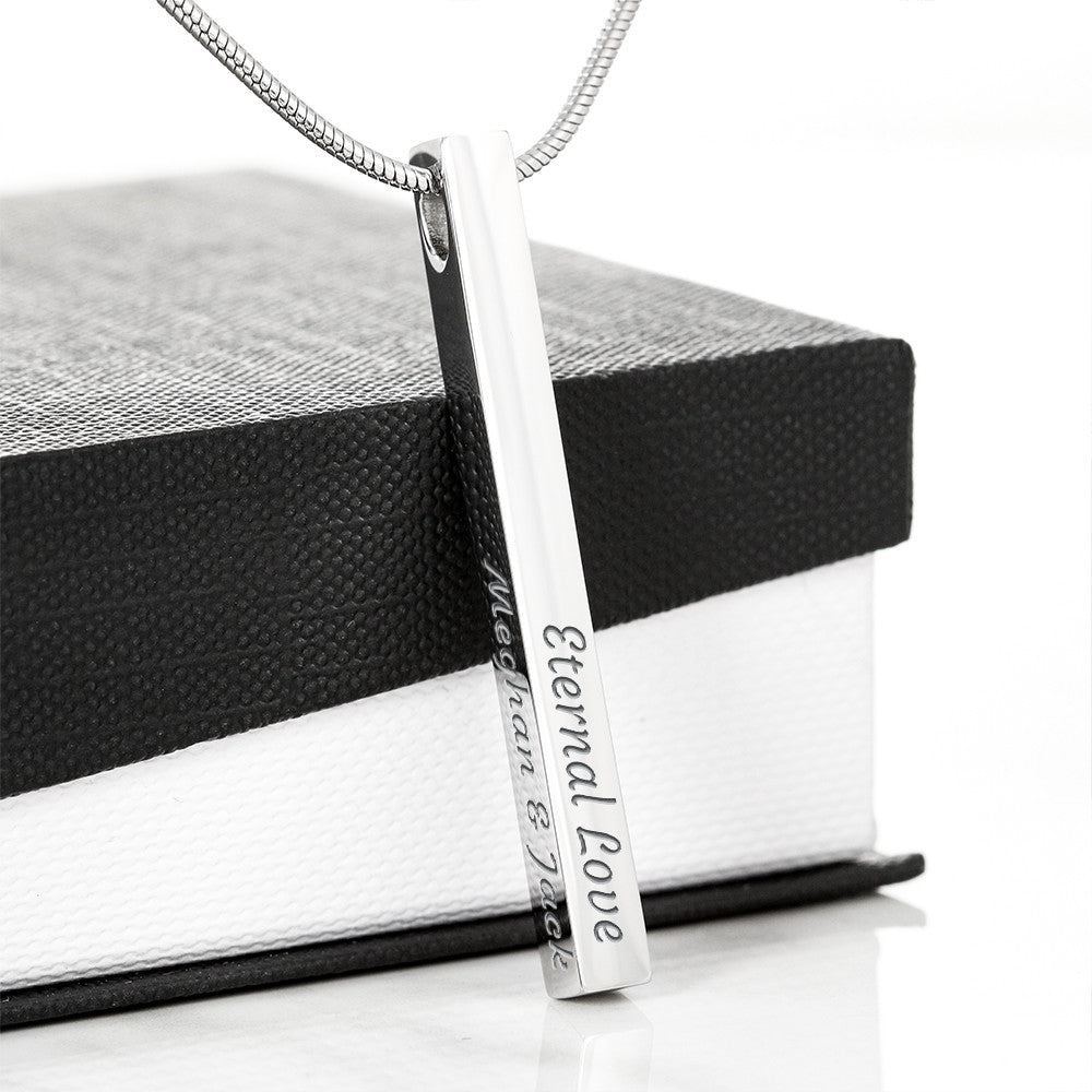 Four Sides of Love — Personalized Engraved Bar Necklace for Her