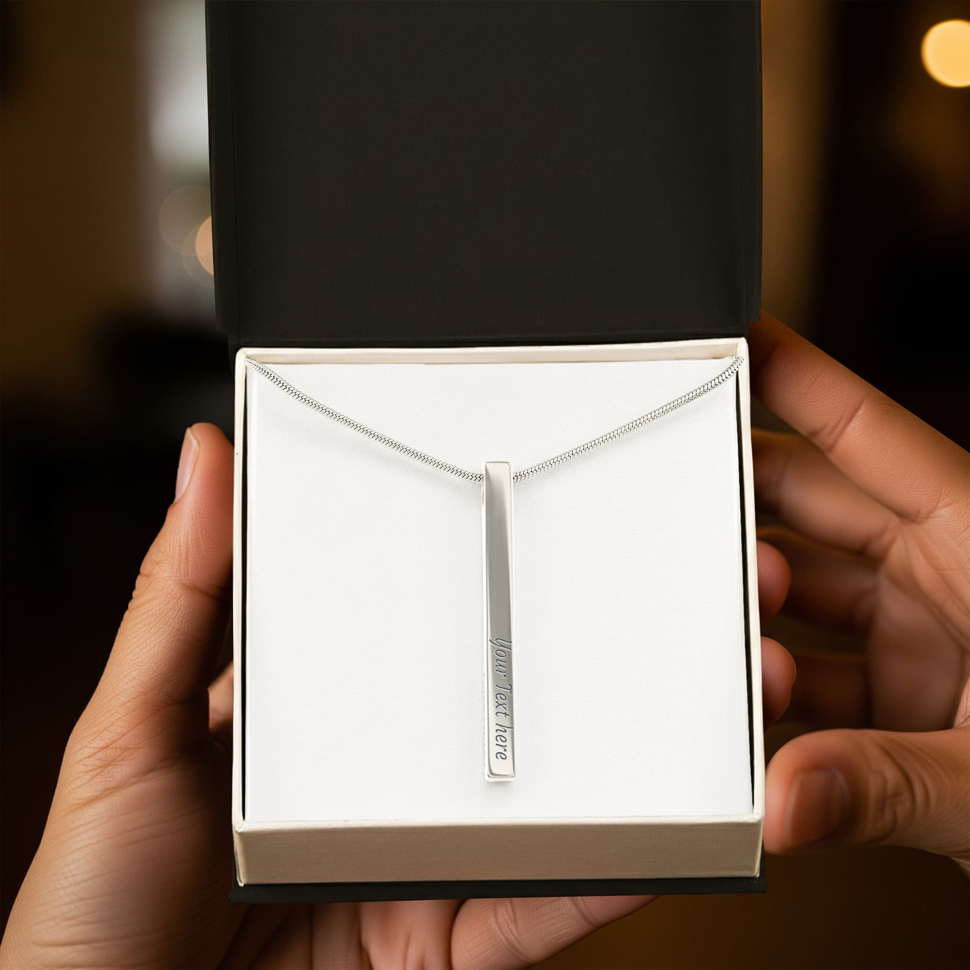 Four Sides of Love — Personalized Engraved Bar Necklace for Her
