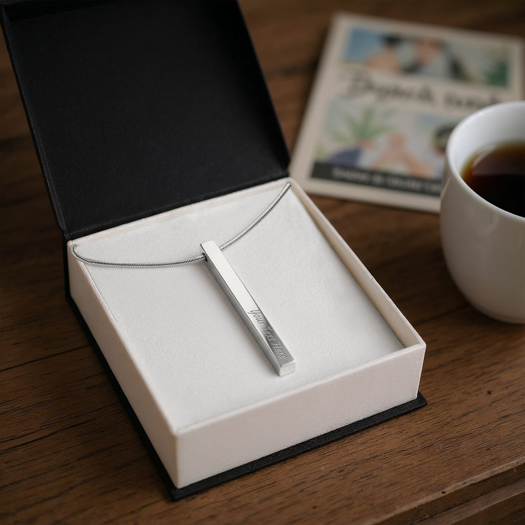 Four Sides of Love — Personalized Engraved Bar Necklace for Her