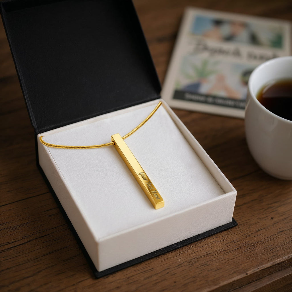 Four Sides of Love — Personalized Engraved Bar Necklace for Her